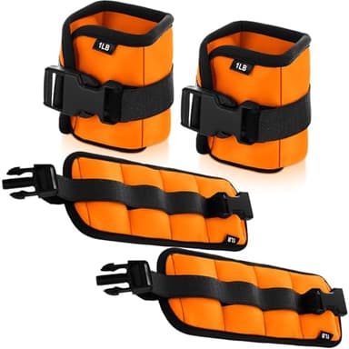Hollowfly 2 Pairs Ankle Wrist Weights for Land or Aquatic Exercise Aqua Cuffs Aqua Aerobics Fitness Bands for Ankle and Wrist Adjustable Weights for Swimming Pool Workout Equipment (Orange,1lb)