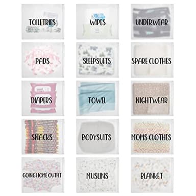 15 Pack Hospital Bags for Labor and Delivery,11 x 14 Inch Maternity Hospital Bag Essentials for Mommy Dad Newborn Baby,Diaper Bag Organizing Pouches Pre Packed First Time New Mom Must Haves