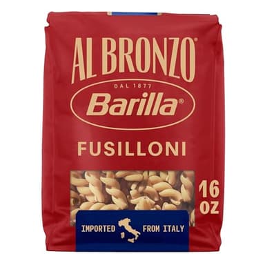 Barilla Al Bronzo Fusilloni Pasta (1 lb), Bronze Cut Pasta Created from High Quality Durum Wheat, Imported from Italy, Non-GMO, Kosher