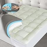 Dual Layer Memory Foam Mattress Topper Queen Size, 4.5 Inch Viscose Made from Bamboo Cooling Pillow Top Mattress Topper (2.7" Extra Thick Soft Plush Mattress Pad &1.8" Gel and Firm Foam for Back Pain)