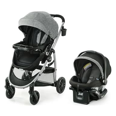 Graco Modes Pramette Travel System, Car Seat and Stroller Combo, Includes SnugRide LX Infant Car Seat and Baby Stroller, 3 Modes: Car Seat Carrier, Pramette, Toddler Stroller, Ellington