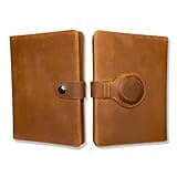 Genuine Leather AirTag and Moto Tag Passport Holder and Wallet for Men and Women RFID Blocking for Secure Traveling and Documentation Organizer (Brown)