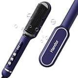 Pro Ionic Hair Straightener Brush for Women - 9 Temp Settings with LED Display, 20s Fast Heat (250°F-410°F), Dual Voltage & Travel Bag for Frizz-Free Salon Finish