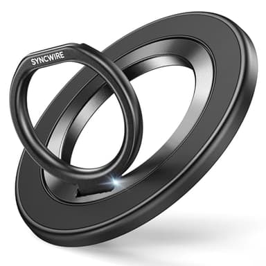 SYNCWIRE Magnetic Phone Ring Holder for MagSafe, 360° Rotation Cell Phone Grip Stand Finger Ring Kickstand Two-Sided Magnet Compatible with iPhone 17 Pro Max 16 15 14 13 12 MagSafe Accessories