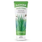 Badger Organic Aloe Vera Gel for Face & Body, 96% Pure Unscented Organic Aloe Gel for Cooling, Soothing, Non-Sticky Sunburn Relief, Vegan, Fair Trade & Hypoallergenic, 4 fl oz