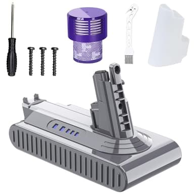 Mounzuikue Upgraded 7000mAh 25.2V Replacement for Dyson V10 Battery 242151 206340 7 Cell Li-ion Battery Compatible with Dyson V10 SV12 Series Vaccum Cleaner/Cyclone/Animal/Absolute/Motorhead,Filter