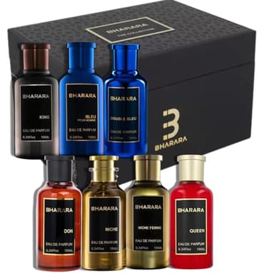 STORIES PERFUME Collection Gift Set 7 pzas King|Blue|Double Blue|Don|Niche|Niche Femme|Queen EDP 10ml/0.34oz Unisex | Citrus, Aquatic,Aromatic, Spicy a modern and long-lasting scent