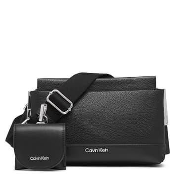 Calvin Klein Bianca Triple Compartment Crossbody, Black/Silver, One Size