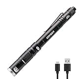 okcomuy Rechargeable Pen Light Flashlight IP67 Waterproof with Pocket Clip 4-Zoomable, Prefect Pocket Flashlight for Inspection,Work,Repair