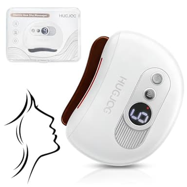 HUGJOG Electric Gua Sha Face Massager, Heated Gua Sha Tool with 9 Heat & Vibration Levels, Rechargeable Face Vibration Tool for Lymphatic Massage & Skincare Absorption