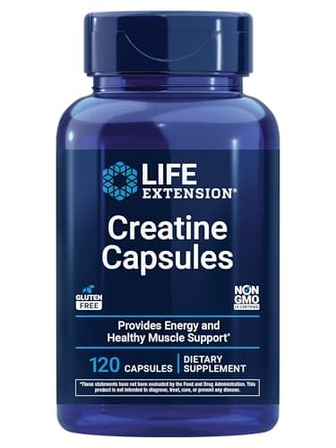 Life Extension Creatine Capsules – Creatine Monohydrate – Promotes Strength, Lean Muscle, Healthy Endurance – Non-GMO, Gluten-Free – 120 Capsules