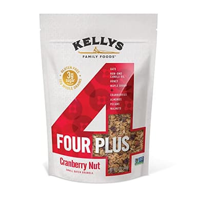 Kellys Four Plus Granola Cereal | Cranberry Nut Healthy Granola for Yogurt | Hand Made Snacks for Breakfast - 12 oz