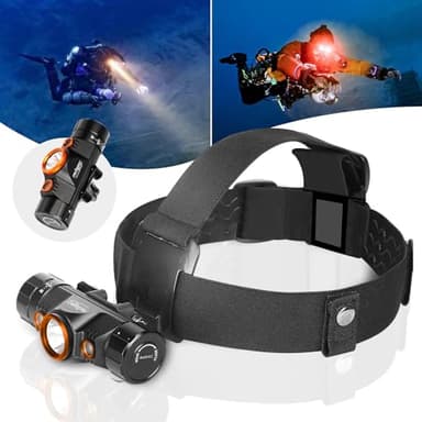 ORCATORCH TD01 Diving Headlamp 1200 Lumens Scuba Dive Light 5 Modes Dual-Color (White/Red) Professional Underwater 150m Headlight, IP68 Waterproof Flashlight for Caving Snorkeling Spearfishing