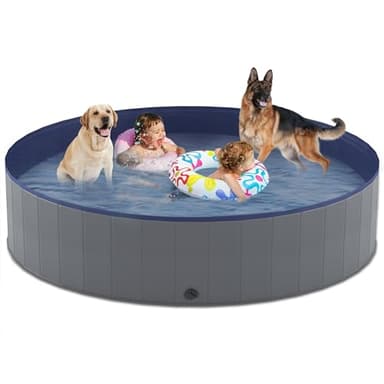 Niubya Foldable Dog Swimming Pool, Collapsible Hard Plastic, Portable Bath Tub for Pets Dogs and Cats, Pet Wading Pool for Indoor and Outdoor, 72 x 12 Inches