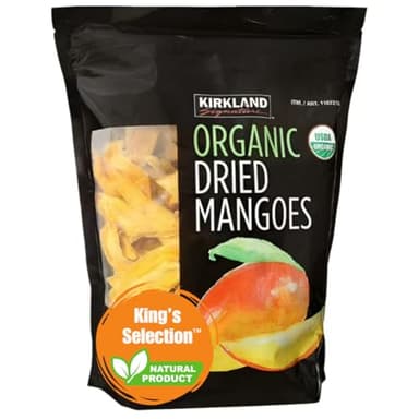 King's Selection x Kirkland Signature Organic Dried Mango - 2.5Pounds (in King's Selection Family Bundle Bulk Packaging) - Healthy Snack | High Fiber | Naturally Sweet | No Added Sugar | Fat free | Superfood | Vegan-Friendly