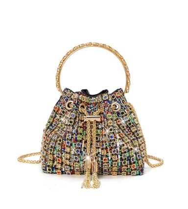 Sweetovo Sparkly Diamond Evening Bag Clutch Purses for Women Rhinestone Purse Glitter Handbag for Party Prom Cocktail Wedding (Colorful)