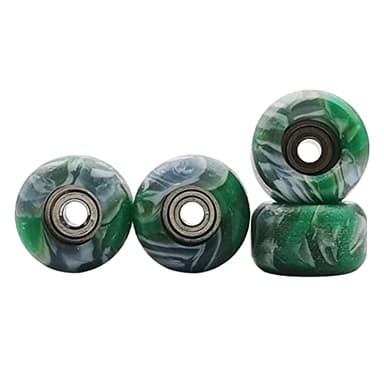 RACOFSB Fingerboard Wheels with Bearing CNC Lathed Swirl Color New Material (Green mix)