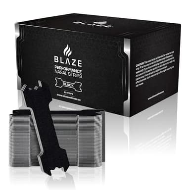 Performance Nose Strips for Breathing (60 Count) - Oil & Sweat Proof Adhesive - Athletic Nasal Strips for Snoring & Sleeping - Improves Oxygen Delivery, Drive, Sleep & Reduces Snoring (Slim Black)