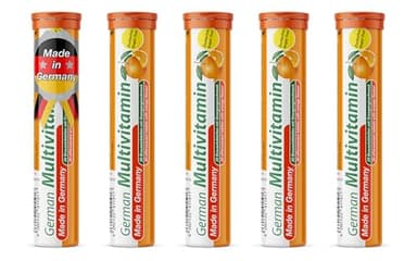 T&D German Multvitamin 10 Vitamins - 100 Vegan Drink Effervescent Tablets - Orange Flavor - Made in Germany