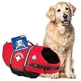 Paws Aboard Dog Life Jacket - Keep Your Canine Safe with a Neoprene Life Vest for Swimming and Boating - Available in Different Sizes, Color and Design to Choose - Red, Large