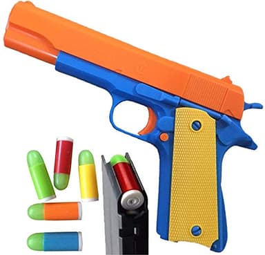 Toshi Station Toy Gun - Soft Dart Blaster with 20 Soft Darts and 2 Dart Holders – Slide Action with Safety Orange – Roleplay Accessory for Kids Age 6+