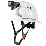 GREEN DEVIL Matrix Full Brim Hard Hat with Headlight Vented Construction Safety Helmet OSHA Approved Cascos De Construccion Work Hardhat for Men&Women
