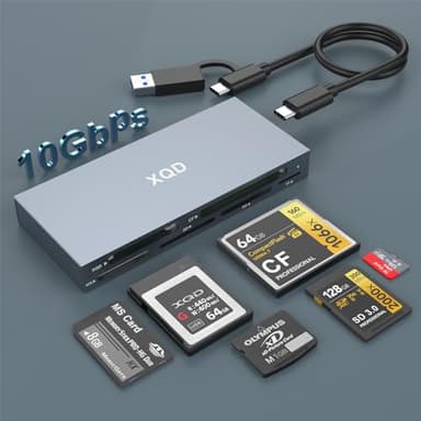 10Gbps XQD Card Reader - 8 in 1 Multi XQD Reader for Sony G/M Series, Lexar 2933x/1400x USB Mark XQD Card/CF/XD/MS/TF/SD Reader, USB C USB 3.0 Memory Card Reader for Windows/Mac OS/Linux/Android
