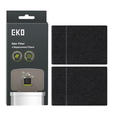 EKO Trash Can Odor Filter Refills for Trash Can and Compost Bin, Activated Charcoal Deodorizer, Strong Charcoal Odor Absorber, Pack of 4 Replacements