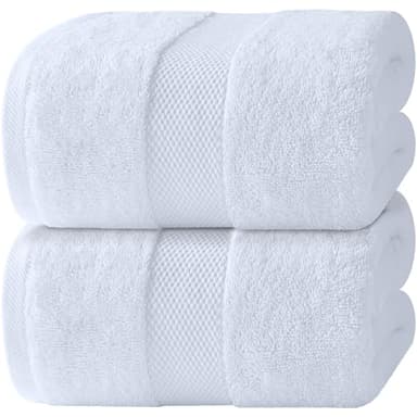 White Classic Luxury Bath Sheets Towels for Adults Extra Large 35x70 Inch - 700 GSM Turkish Cotton, Highly Absorbent | Hotel Collection | 2 Pack