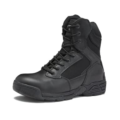 MAGNUM Stealth Force 8 Inch Waterproof Tactical Boots for Men, Military Combat Boots Men, Black Work Boots with Side Zipper - Black, 8.5 Medium
