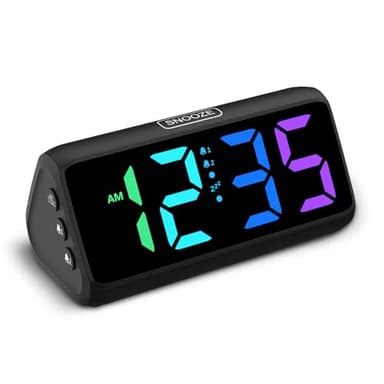 Netzu Loud Alarm Clock for Heavy Sleepers, RGB Alarm Clocks for Bedrooms Seniors Kids, Plug in Digital Clock with 5 Dimmers, 2 Alarms, 4 Volumes and Snooze