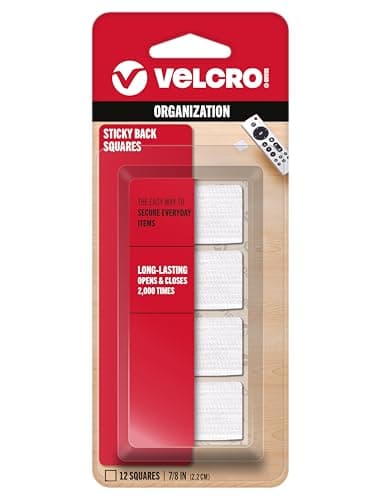 VELCRO Brand Sticky-Back Fasteners, Removable Adhesive, 0.88" X 0.88", White, 12 count (Pack of 1)