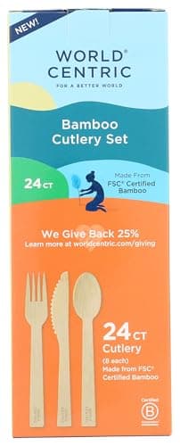 World Centric, Assorted Bamboo Cutlery, 24 Count