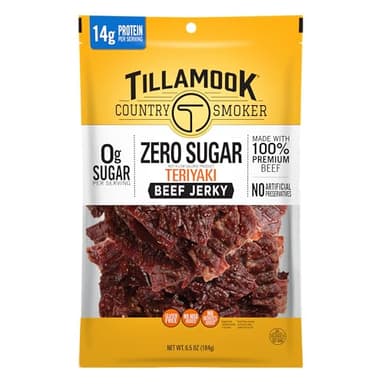 Tillamook Country Smoker Keto Friendly Zero Sugar Beef Jerky, Teriyaki, 6.5 Ounce