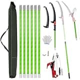 Manual Pole Saw for Tree Trimming, 26Ft Extendable Tree Pruner, Branches Trimmer Set with Sharp Saw Blades and Scissor, Branch Pruner Cutter, Long Tree Pole Pruner Cutting for Palms and Shrubs