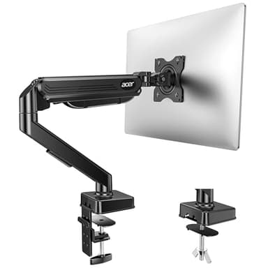 Acer Single Monitor Mount, Fully Adjustable Monitor Arm Fits 17 to 34 Inch Screens, Gas Spring VESA Mount with C-Clamp & Grommet Base, Computer Desk Arm with Tilt Swivel Rotate Supports 4.4-19.8 lbs