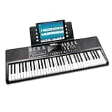 RockJam Compact 61 Key Keyboard with Sheet Music Stand, Power Supply, Piano Note Stickers & Simply Piano Lessons