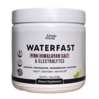 Simply Primal WATERFAST Keto Electrolyte Powder for Fasting and Hydration - Lemon Lime Flavor | Pink Himalayan Salt (Sodium), Potassium, Magnesium, Calcium | Sugar Free, Gluten Free, Soy Free