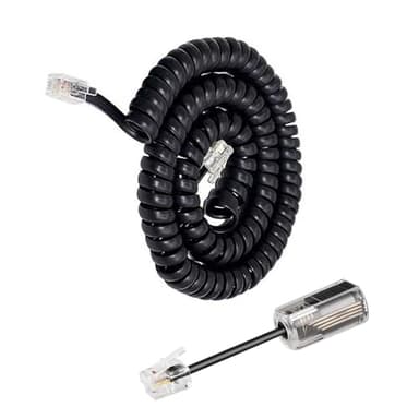 Uvital Telephone Handset Cord Detangler, 1 Pack Landline Handset Cord Cable 8Ft Uncoiled(1.2 Ft Coiled) and 1 Pack Anti-Tangle Telephone Cords Untangler 360 Degree Rotating Swivel Cords(Black)