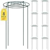 SYITCUN 8pack Peony Cages and Supports, 24” Four Legs Peony Cage, Heavy-Duty Peonies Support Cages, Peony Ring for Roses, Hydrangeas, Sage, Peonies, Cucumbers, Tomato