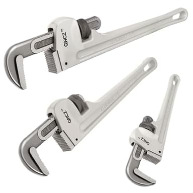 QNCZ 3-Piece Pipe Wrench - 10" 14" 18" Heavy Duty Aluminum Pipe Wrench Set, Wrench for Plumbers, Pipe, Home, Auto Repair, Plumbers Wrench