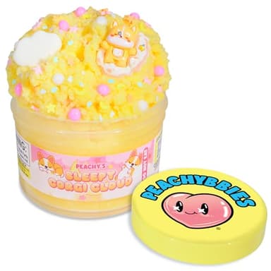 Peachybbies Sleepy Corgi Cloud, Made in USA Premium Slime Scented Slime, 7 oz.