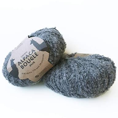 Drops Alpaca Boucle Yarn (0517 Grey) - 153 Yards, Medium Weight, Alpaca Wool Blend