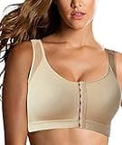 Post Surgery Bra Surgical Bra Compression Sports Bra Front Closure Bras for Women Close Breast Augmentation Bra Wireless (Medium, Nude)