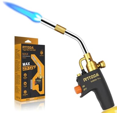 RTTOOA Propane Torch Head, GJ-8000pro High Intensity Torch Head, Trigger Start Gas Torch Kit for Propane, Pencil Flame Welding Torch Fuel by Mapp/Map/Propane, Soldering, Cooking（CSA Certified)