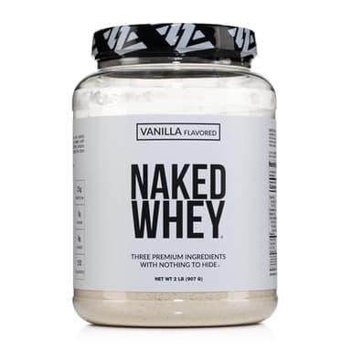 NAKED Whey Vanilla Protein Powder - Only 3 Ingredients - Grass Fed Whey Protein Powder, Vanilla Flavor, and Organic Coconut Sugar, NSF Certified, No GMO, No Soy, and Gluten Free - 24 Servings
