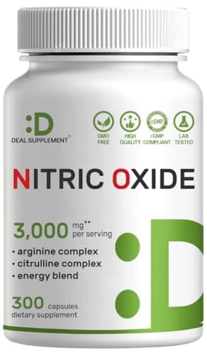 Nitric Oxide Supplement 3,000mg, 300 Capsules | 12-in-1 Complex for Men & Women – Arginine, Citrulline, Korean Red Ginseng, Tongkat Ali, Maca Root, & Marshmallow Blend*