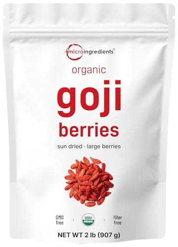 Organic Goji Berries 32 Ounce, Large Whole Sun-Dried Berries | Sulfate Free, Natural Antioxidant | Raw Superfood Berry for Energy, Eye, & Immune Health | Non-GMO