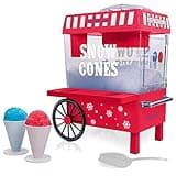Nostalgia Vintage Countertop Snow Cone Machine - Slushie Machine - Shaved Ice Machine and Crushed Ice Maker - Makes 20 Icy Treats, Includes 2 Reusable Plastic Cups & Ice Scoop – Red