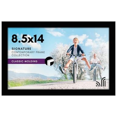Americanflat 8.5x14 Picture Frame with Shatter-Resistant Glass - Signature Collection - Gallery-Style Frames Made of Engineered Wood - Photo Frame for Wall Display - Black